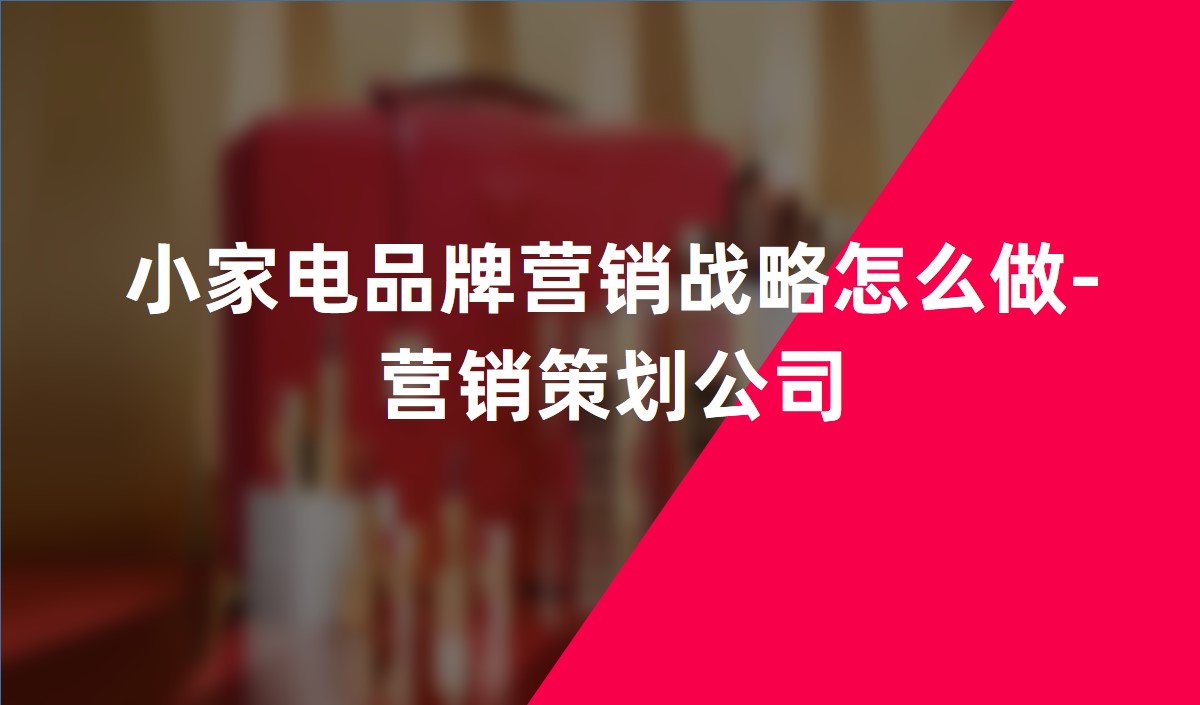 小(xiǎo)家電(diàn)品牌营销战略怎么做-营销策划公司